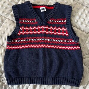 Janie and Jack Navy and Red Knit Vest